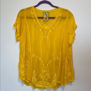 Johnny Was Mustard Yellow Top